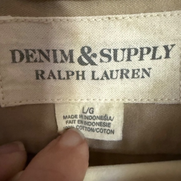 Vintage Denim Supply Ralph Lauren Tan Twill Safari Field Shirt Size Large - Picture 10 of 12
